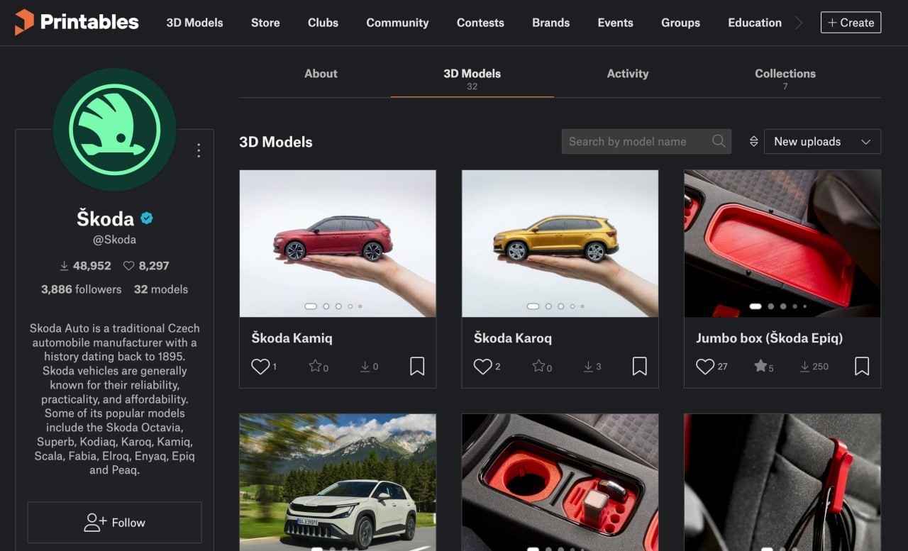 Skoda решила, что 3D-принтер — это не только для инженеров, но и для владельцев авто. Компания выложила в сеть готовые …